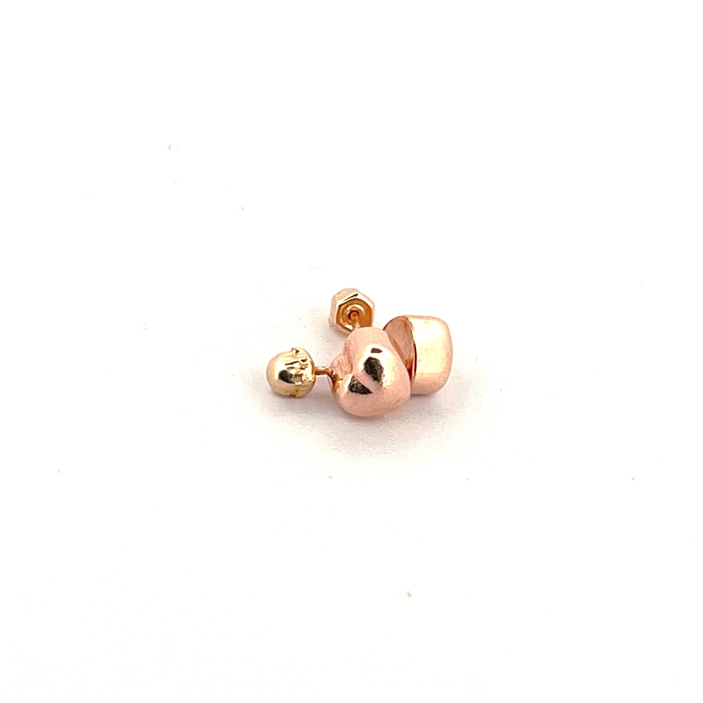 BROQUEL CORAZON 3D ROSA 14K