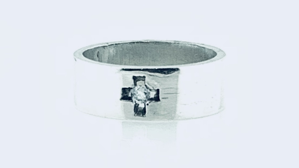 ARGOLLA CORTE INGLES CRUZ CALADA ZIRCONIA AL CENTRO ANCHA